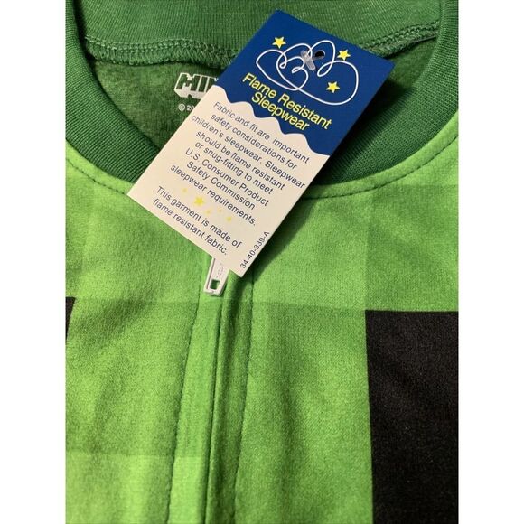 MINECRAFT Boys Sleeper CREEPER UNION SUIT PAJAMAS 1-PC FLEECE NWT - Picture 4 of 12